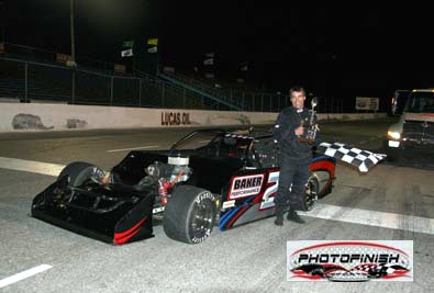 Craig Shaver 1st Feature WIN, driving for Terry Baker